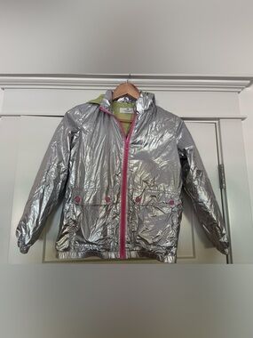 H&M Silver Metallic Jacket with Pink Trim